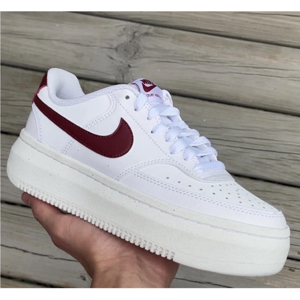 Nike Women's Court Vision Alta Leather 'White/Red' (DZ5394-103)  Size 8